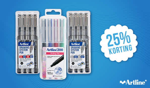 25% korting op Artline fineliners