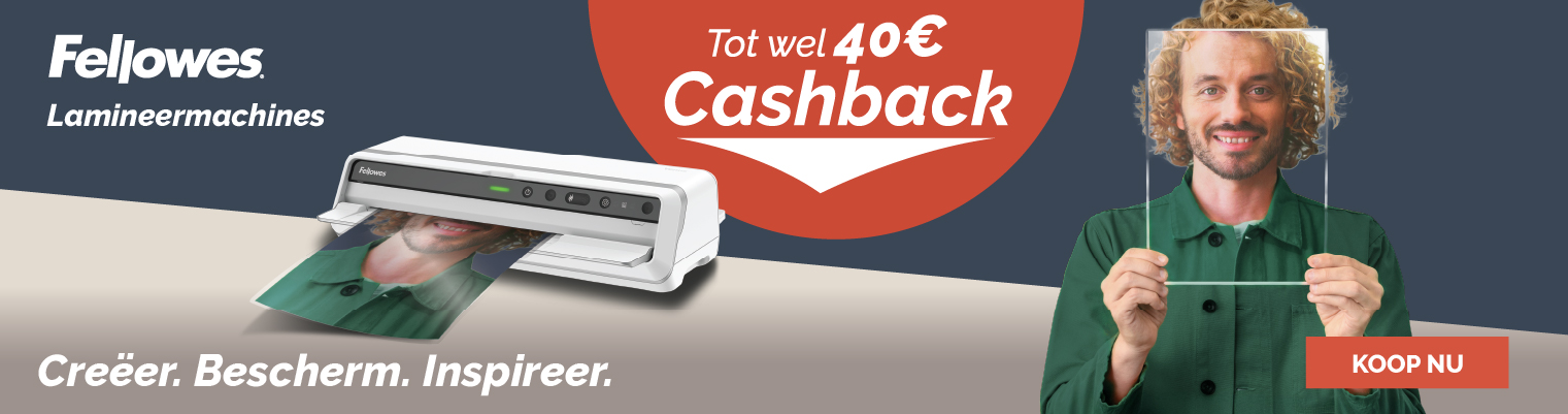Koop nu uw Fellowes lamineermachine en ontvang tot € 40.00 CashBack!