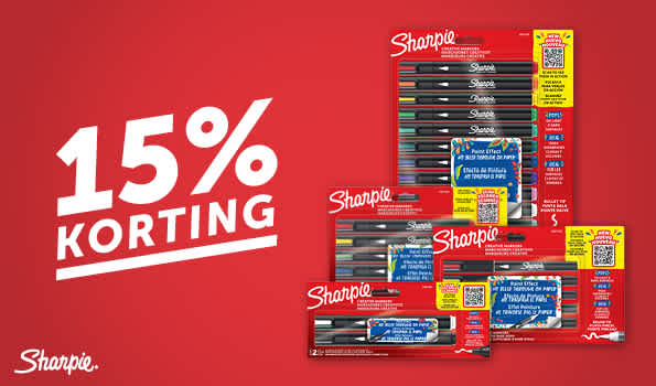 15% korting op Sharpie vilt- en brushstiften