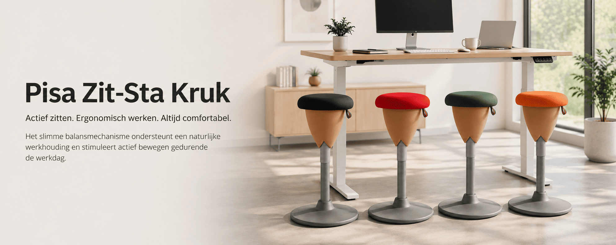 Pisa Zit-Sta Kruk – Comfortabel en Ergonomisch Werken