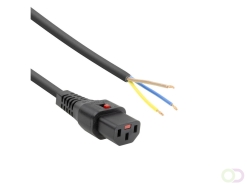 ACT Netsnoer C13 IEC Lock - open einde zwart 3 m, PC979, 5-Pack (AK5330)