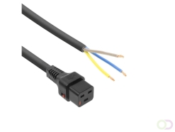 ACT Netsnoer C19 IEC Lock - open einde zwart 2 m, PC1174, 5-Pack (AK5327)
