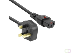 ACT Netsnoer UK male - C13 IEC Lock zwart 2 m, PC980, 5-Pack (AK5325)