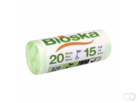 Afvalzak Bioska zetmeel 42x50cm 20 liter groen rol à 15 stuks