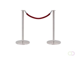 Afzetpaal Seco Chrome 2st met koord en 1.5m rood lint