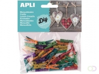 Apli houten gekleurde mini wasknijpers, blister met 45 stuks in geassorteerde kleuren