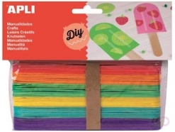 Apli jumbo gekleurde houten sticks, blister met 40 stuks