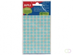 Apli ronde etiketten in etui diameter 8 mm, blauw, 288 stuks, 96 per blad (2045)