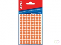 Apli ronde etiketten in etui diameter 8 mm, fluo oranje, 288 stuks, 96 per blad (2080)