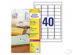 Avery Adresetiketten 45,7 x 25,4 mm, transparant, Laserprinter, permanent klevend L4770-25