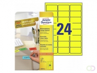 Avery Gekleurde etiketten 63,5 x 33,9 mm, geel, Inkjetprinter, Laserprinter, Kopieerapparaat, afneembaar L6035-20