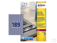 Etiket Avery L6008-20 25.4x10mm zilver 3780 stuks