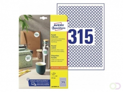 Avery Productetiketten Ø 10 mm, Inkjetprinter, Laserprinter, Kopieerapparaat L6019REV-25