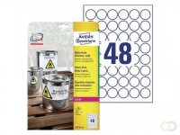 Avery Weerbestendige etiketten Ø 30 mm, wit, Kleurenlaser printer, Kopieerapparaat, Laserprinter, permanent klevend L4716-20