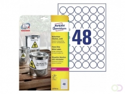 Avery Weerbestendige etiketten Ø 30 mm, wit, Kleurenlaser printer, Kopieerapparaat, Laserprinter, permanent klevend L4716-20