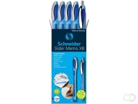 Balpen Schneider Slider Memo XB blauw 4st   1 gratis Slider balpen