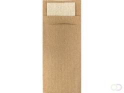 Bestekzakje IEZZY 190x85mm kraft met gerecycled servet 500st