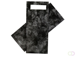 Bestekzakje IEZZY 190x85mm zwart gemarmerd met wit servet 500st