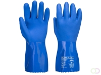 Chemiebestendige blauwe PVC handschoen maat L, "Premium quality PVC chemical gauntlet. Excellent dexterity with secure grip from