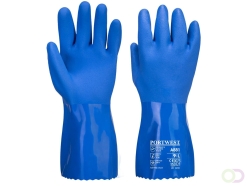 Chemiebestendige blauwe PVC handschoen maat L, "Premium quality PVC chemical gauntlet. Excellent dexterity with secure grip from