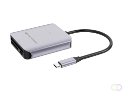 Conceptronic BIAN09G geheugenkaartlezer USB 3.2 Gen 2 Type-C Grijs (BIAN09G)