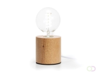 Lampvoet, cilinder, kabel met schakelaar, E27, 60 W, IP20, eikenhout, 90 mm x 90 mm