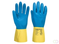 Dubbel gecoate latex handschoen maat L, "Double dipped latex gauntlet with anti slip pattern for good grip in wet and dry condit