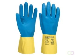 Dubbel gecoate latex handschoen maat L, "Double dipped latex gauntlet with anti slip pattern for good grip in wet and dry condit