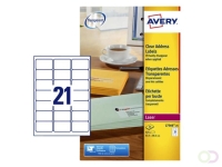 Etiket Avery L7560-25 63.5x38.1mm transparant 525 stuks
