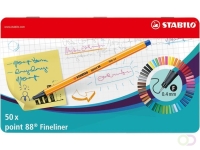 Fineliner STABILO point 88/50 fijn assorti blik à 50 stuks