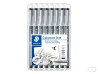 Fineliner Staedtler Pigment 308 zwart 8 stuks