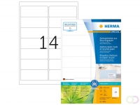Herma 10826 Adresetiketten van gerecycled papier, A4, 99,1 x 38,1 mm, wit, permanent hechten