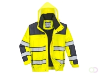 Hi-Vis Klassiek Bomberjack maat L, "Stand out from the crowd with this classic bomber jacket. It features a detachable fur liner