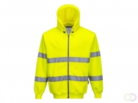 Hi-Vis Zipsweater met capuchon en rits maat XSmall, Yellow