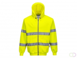 Hi-Vis Zipsweater met capuchon en rits maat XSmall, Yellow
