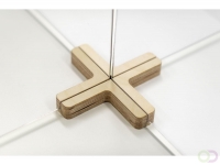 Houten voetstuk t.b.v. Scheidingsscherm Plexiglas, 4-weg