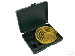 8-delige gatenzaagset voor hout, geel & zwart, zaagdiepte 25mm, compleet met accessoires