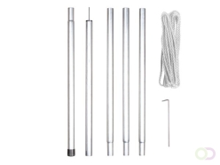 Montagekit met mast, touw en haringen, metaal, diameter 25 mm, hoogte 250 cm