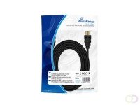 MediaRange HDMI™ High Speed-verbindingskabel met Ethernet, vergulde contacten, 10,2 Gbit/s gegevensoverdrachtsnelheid, 5,0 m, zw