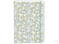 Notitieboek witte bloemen A5 lijn 92 pagina's softcover grijs