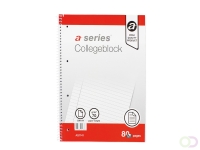 Collegeblok Office-Deals A-series AS1141 A4 - 80 vel - Gelinieerd met zijspiraal