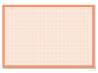 Schrijfonderlegger van papier, Graph, millimeter geruit, wit/oranje, 595x410 mm, 80 g, 30 vel. Ongedateerd.
