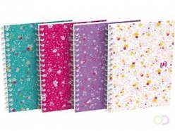 Oxford Floral softcover spiraalschrift, ft A6, 50 vel, geruit 5 mm, 4 geassorteerde designs