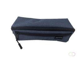 Pennenetui Econovo met 2 ritsluitingen blauw
