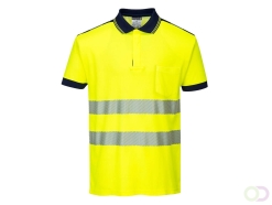PW3 Hi-Vis Poloshirt Korte Mouw maat XS, Yellow/Navy