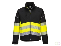 PW3 Hi-Vis Softshell jack (3L) Klasse 1 maat S, Black/Yellow
