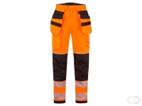 PW3 Vlamvertragende Modaflame Hi-Vis winterbroek met holsterzakken maat L, Orange/Black