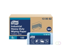 Reinigingsdoek Tork W4 Premium Industrial Heavy-Duty gevouwen 3-laags 5x100 vel blauw 130082