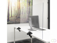 Scheidingsscherm Bureau/Tafel, Plexiglas transparant, incl. 2x bureauklem dubbel bureau, 58x160 cm