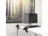 Scheidingsscherm Bureau/Tafel, Plexiglas transparant, incl. 2x bureauklem dubbel bureau, 58x75 cm